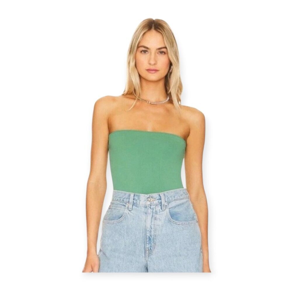 Free People Intimately FP Tati Tube Bodysuit Green Strapless Shelf Bra M L